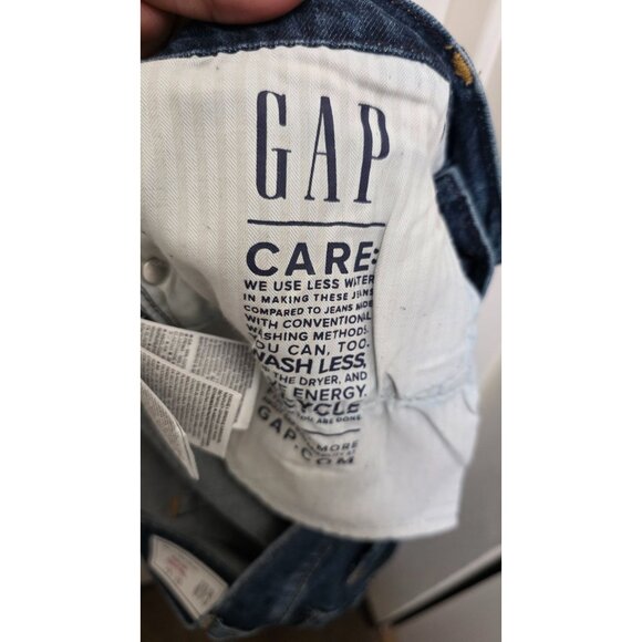 Gap 90s Loose Mid Rise Blue Denim Jeans Size 29 /8R Raw Hem Distressed - Picture 8 of 8